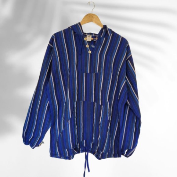 NWOT Unisex Bohemian Hoodie, Relaxed Striped Pullover, - Picture 4 of 7